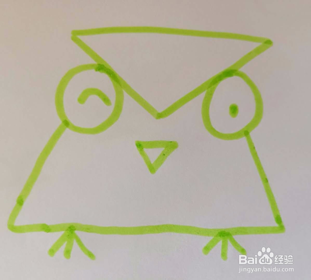 超简单的猫头鹰简笔画