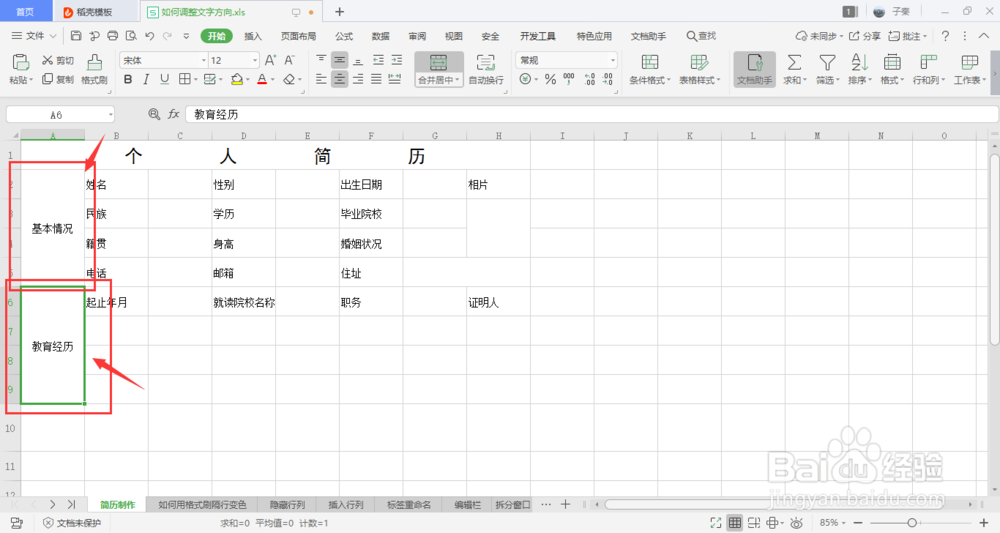 excel如何调整字体的方向？