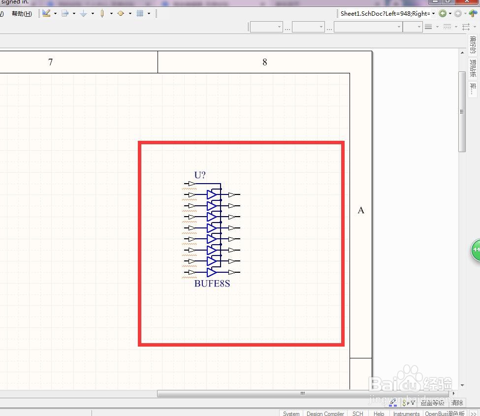 如何在AD中放置带控制脚的8位分立3状态缓冲器？
