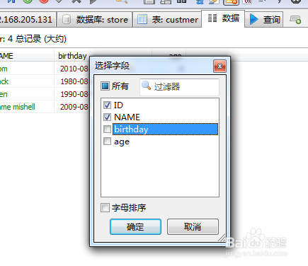 如何使用HeidiSQL在表数据记录视图中过滤字段