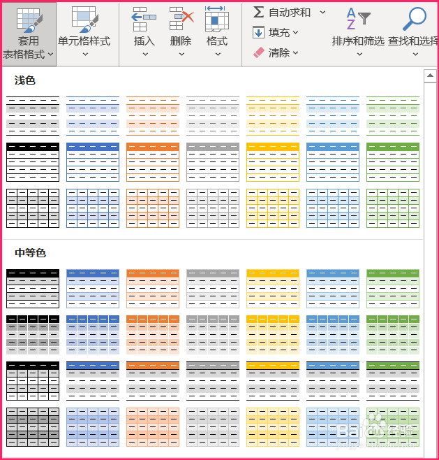 Powerpoint中Excel电子表格套用表格样式的方法
