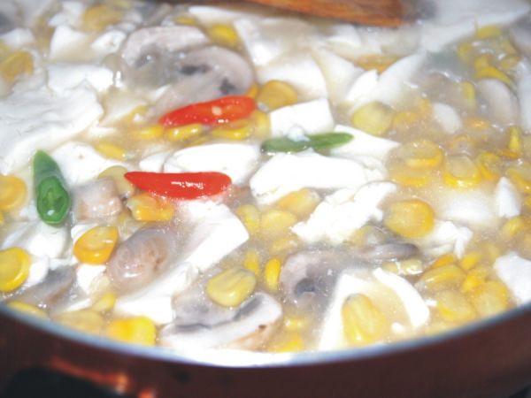 粟米磨菇烩豆腐