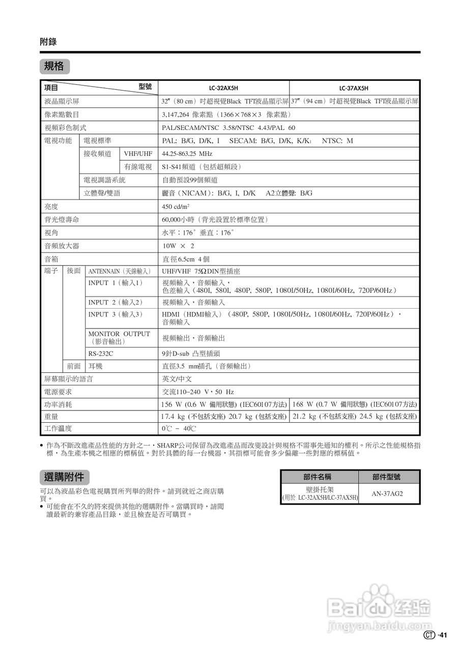 声宝LC-37AX5H型液晶电视机说明书:[5]