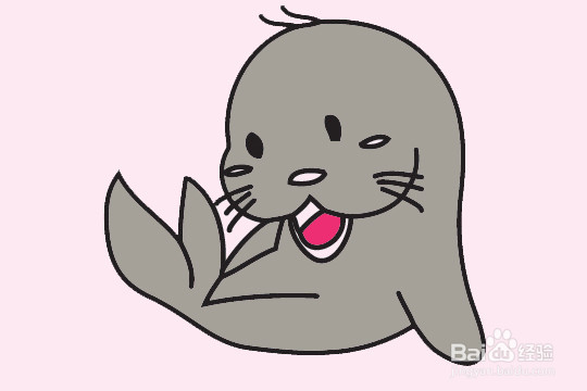 卡通可爱海狮的简笔画