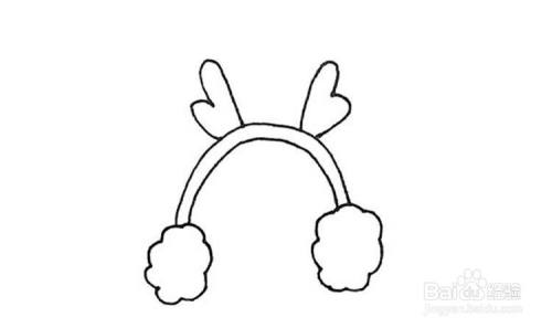 画鹿角耳罩的儿童卡通简笔画教程