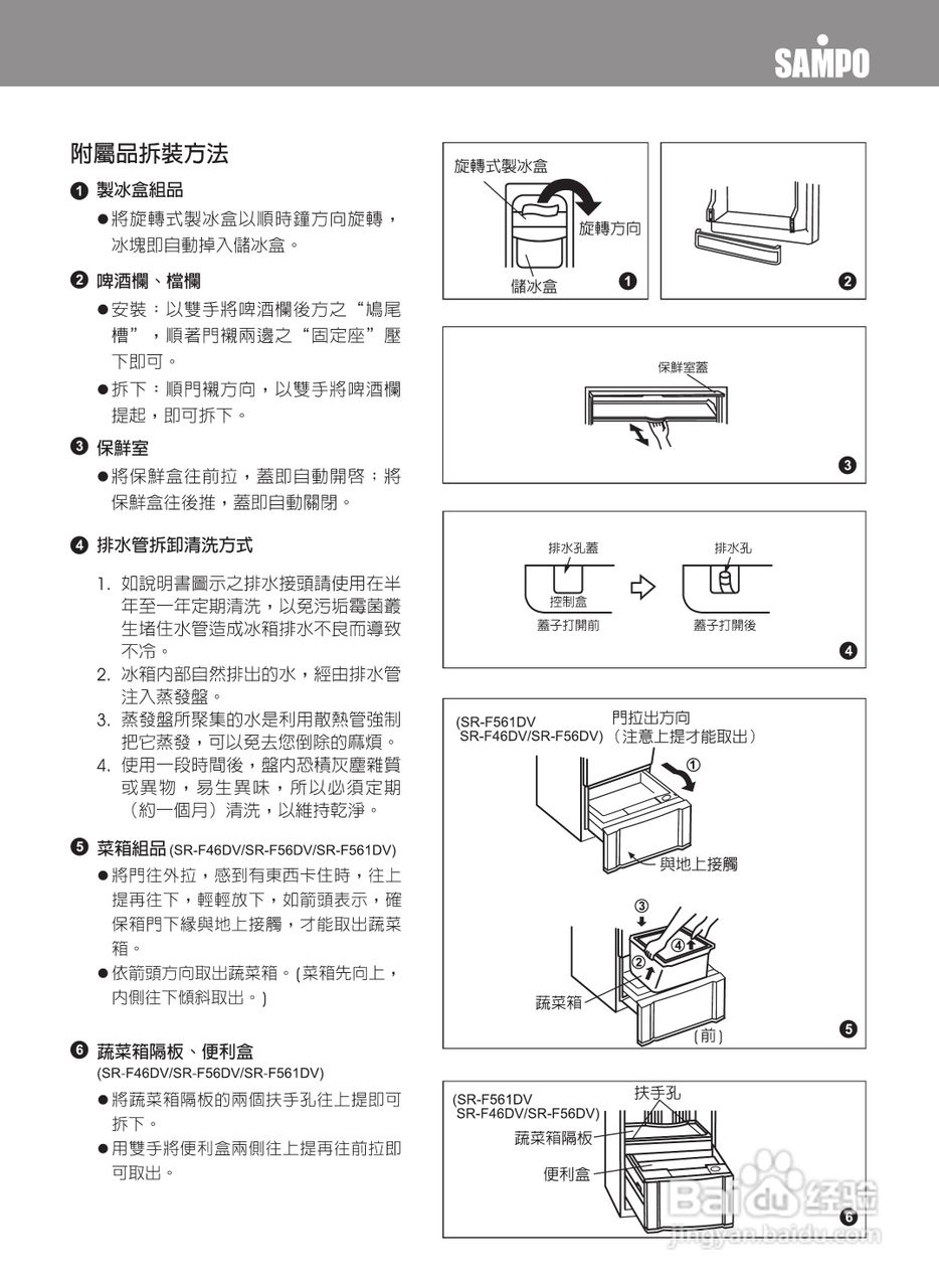 SAMPO SR-F541DV冰箱使用说明书