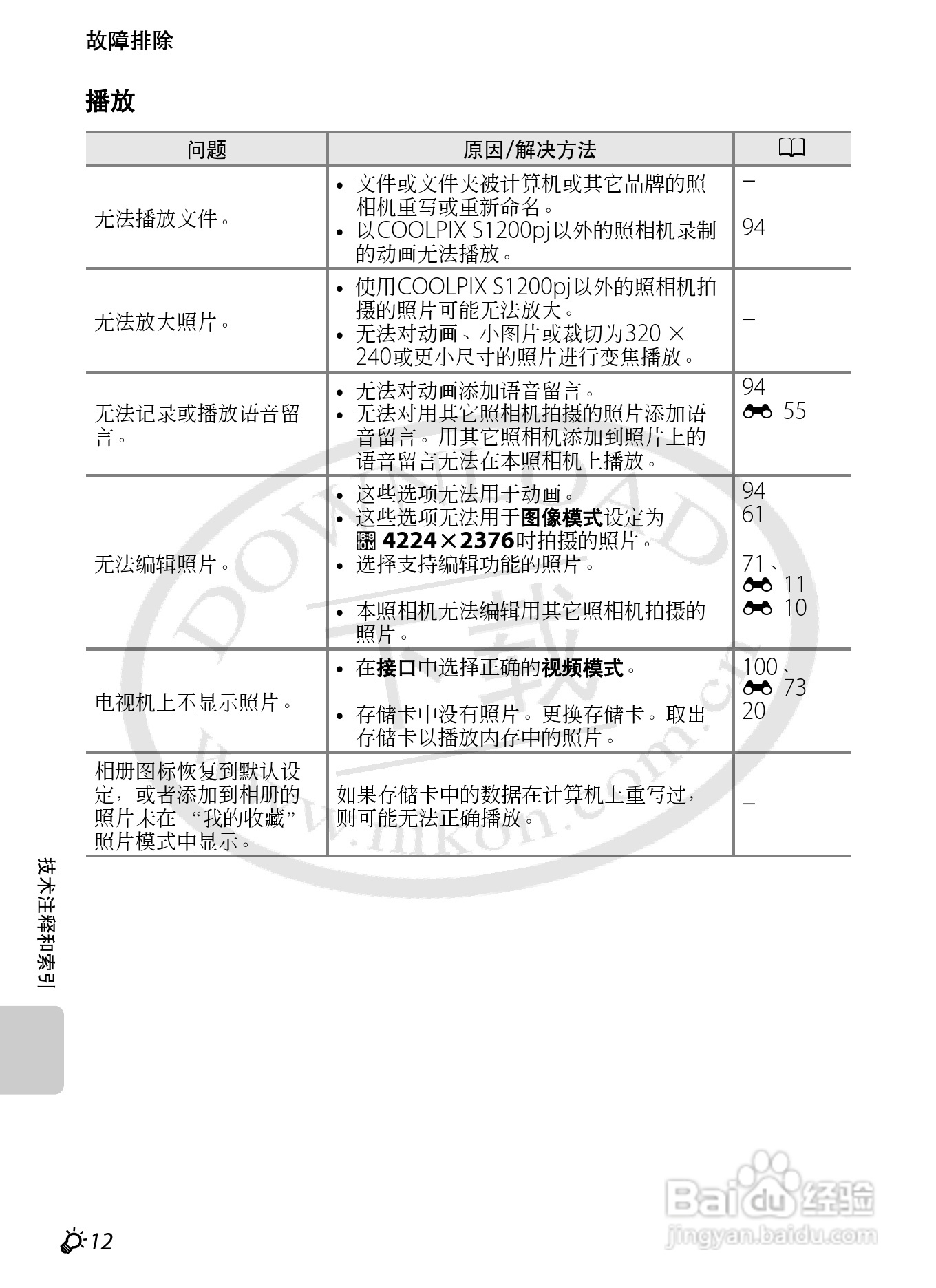 尼康COOLPIX S1200pj数码相机使用说明书:[13]