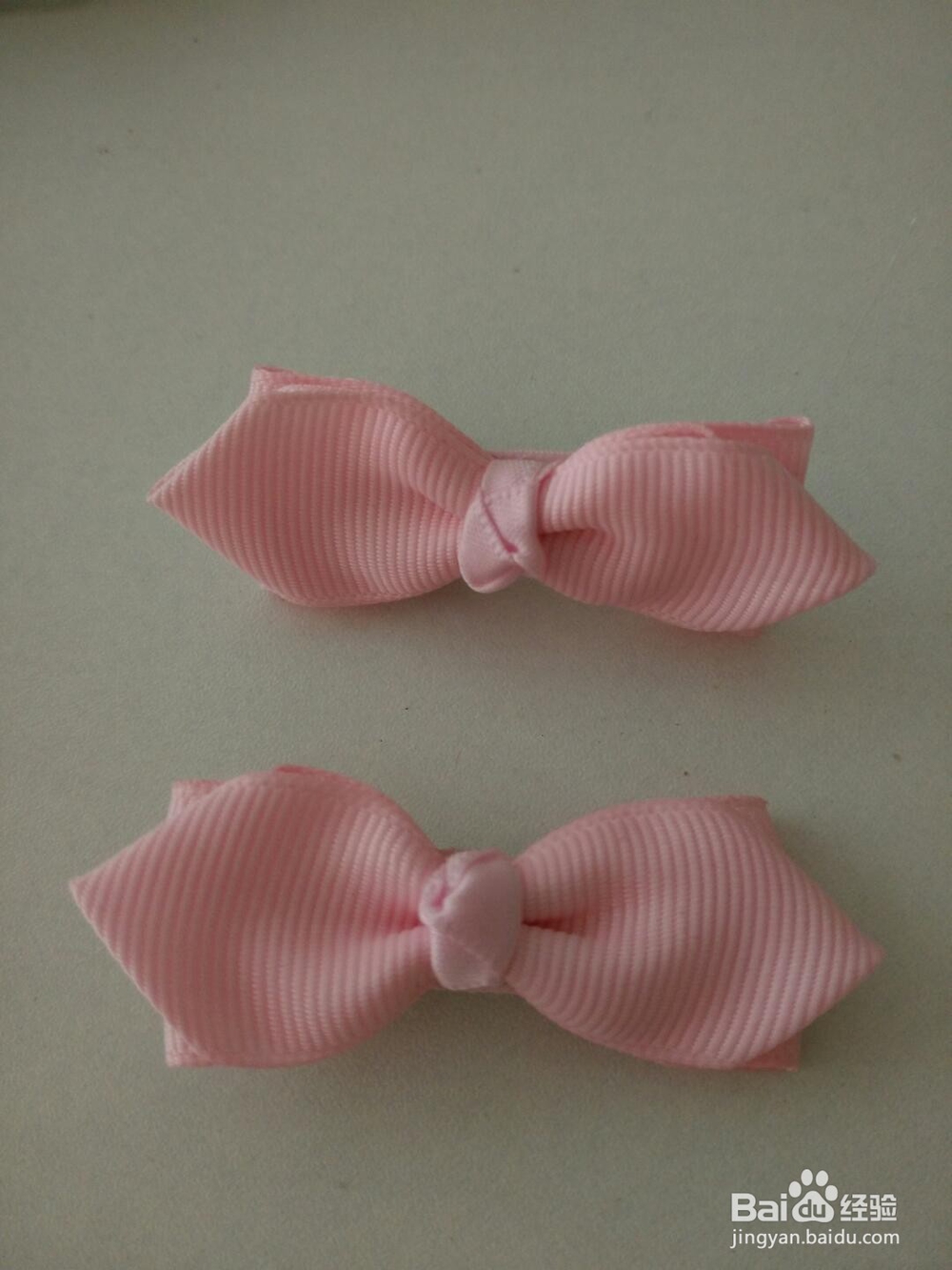 手工制作：粉色锻带蝴蝶夹（一）