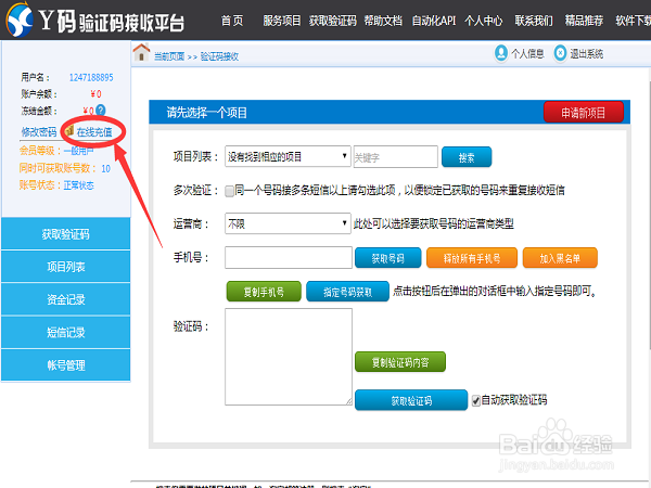 如何使用手机验证码接收系统？