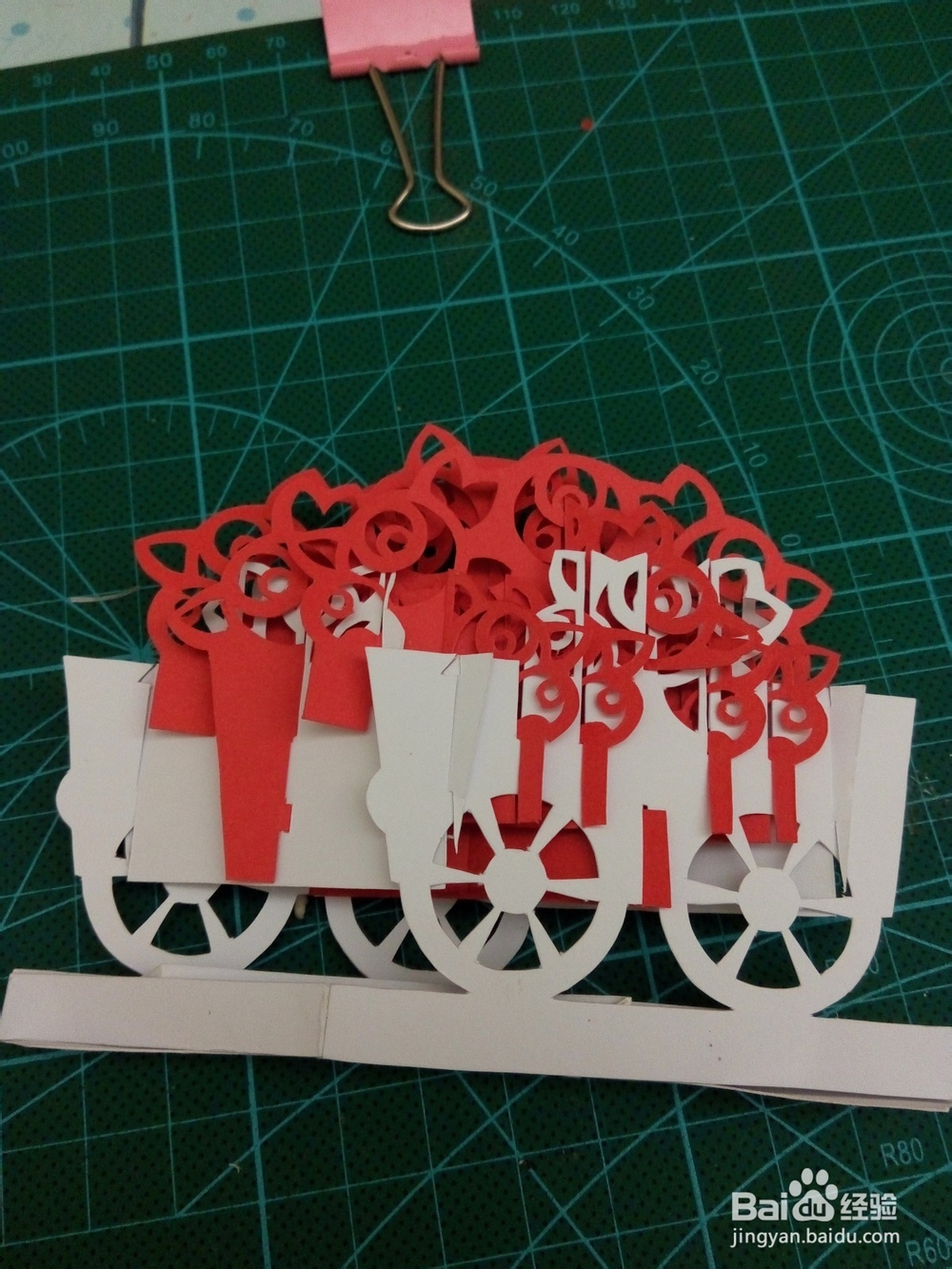 DIY纸雕 立体花车