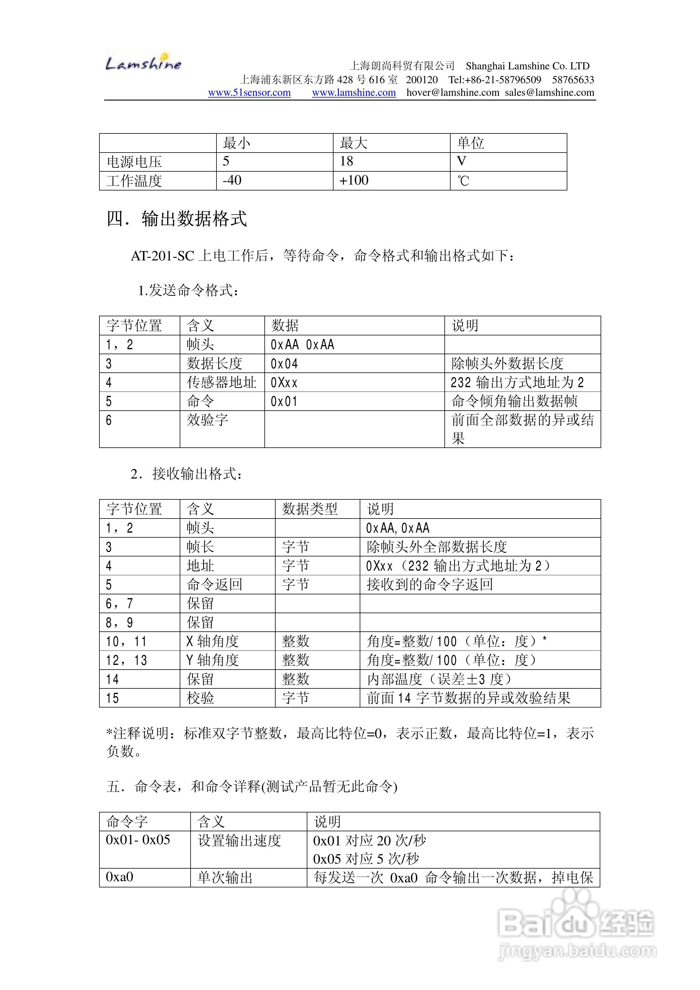 朗尚AT-201-SC型倾角传感器使用说明书