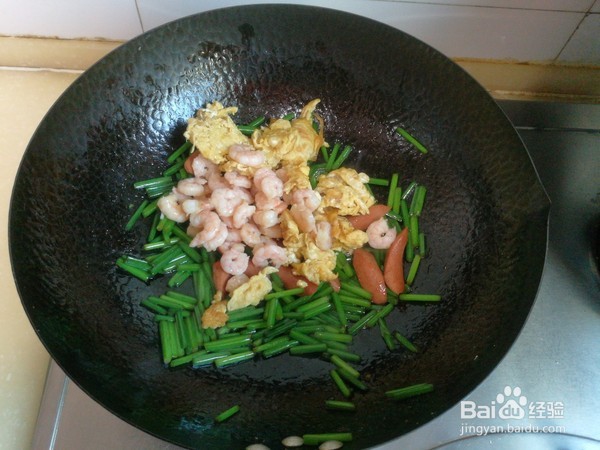 如何制作韭苔鸡蛋炒虾仁