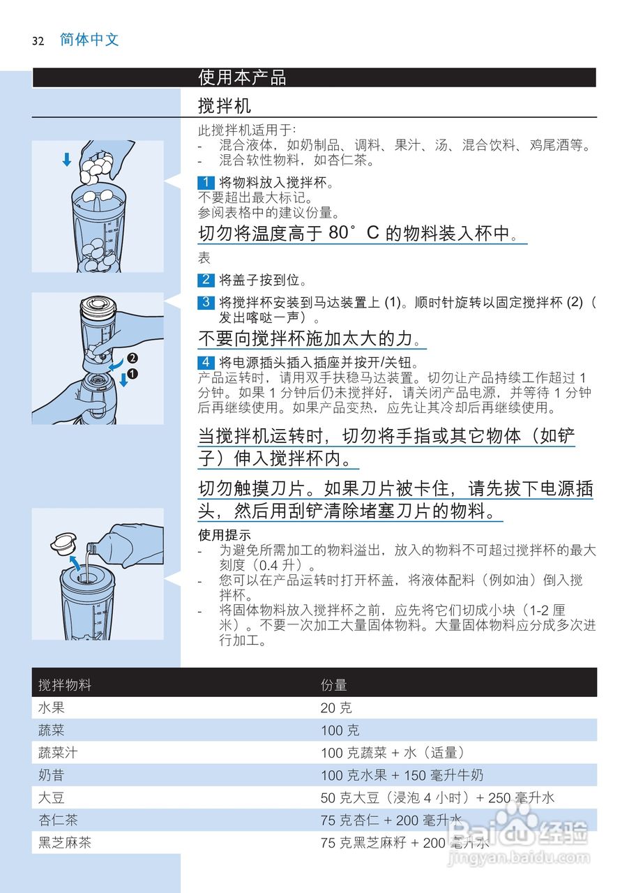 飞利浦搅拌机HR2860型说明书:[4]