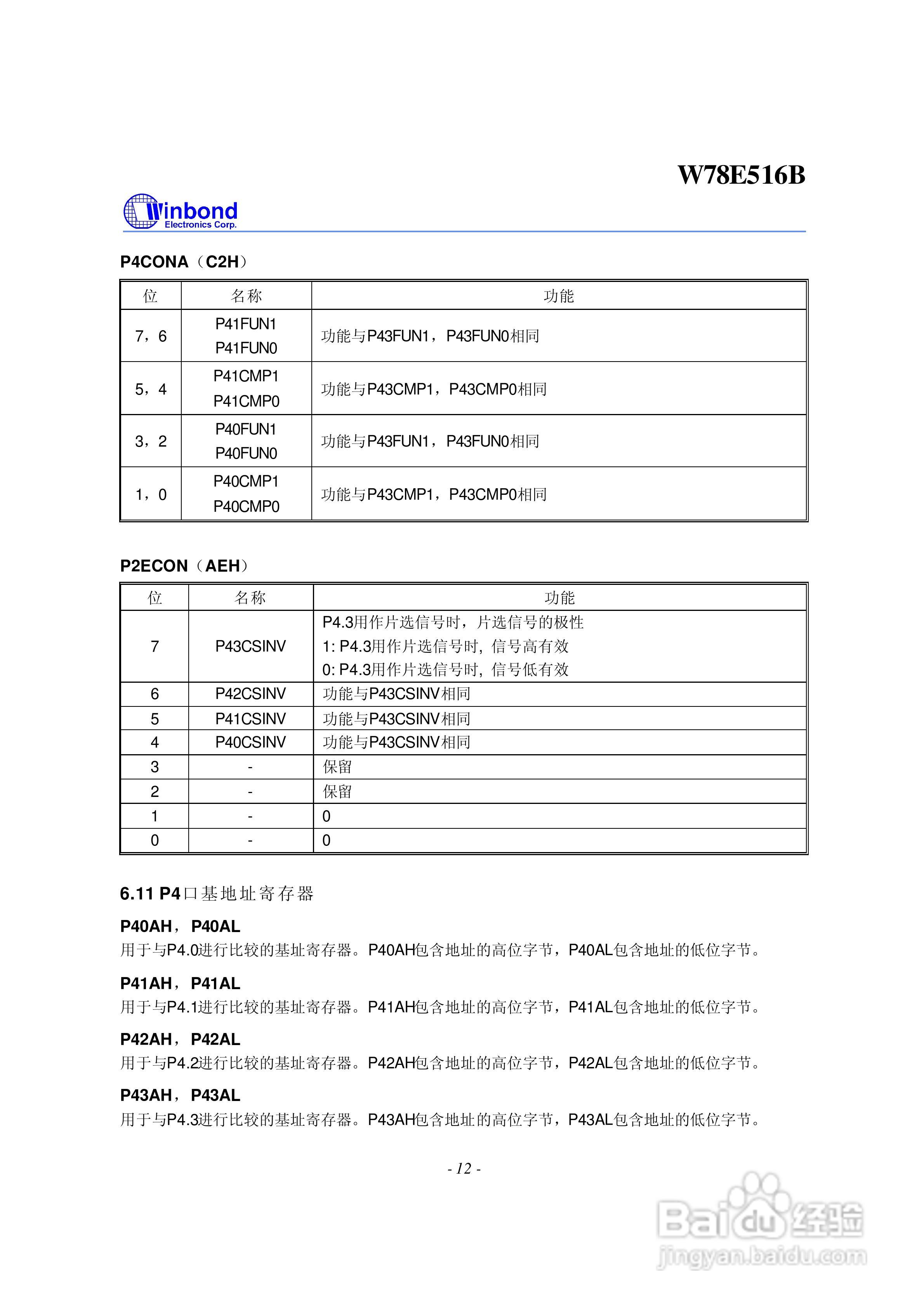 Winbond W78E516B 8位微控制器说明书:[2]