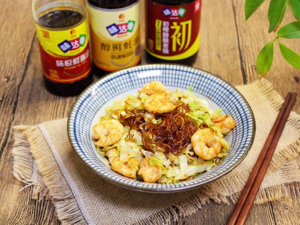 虾仁粉丝炒包菜