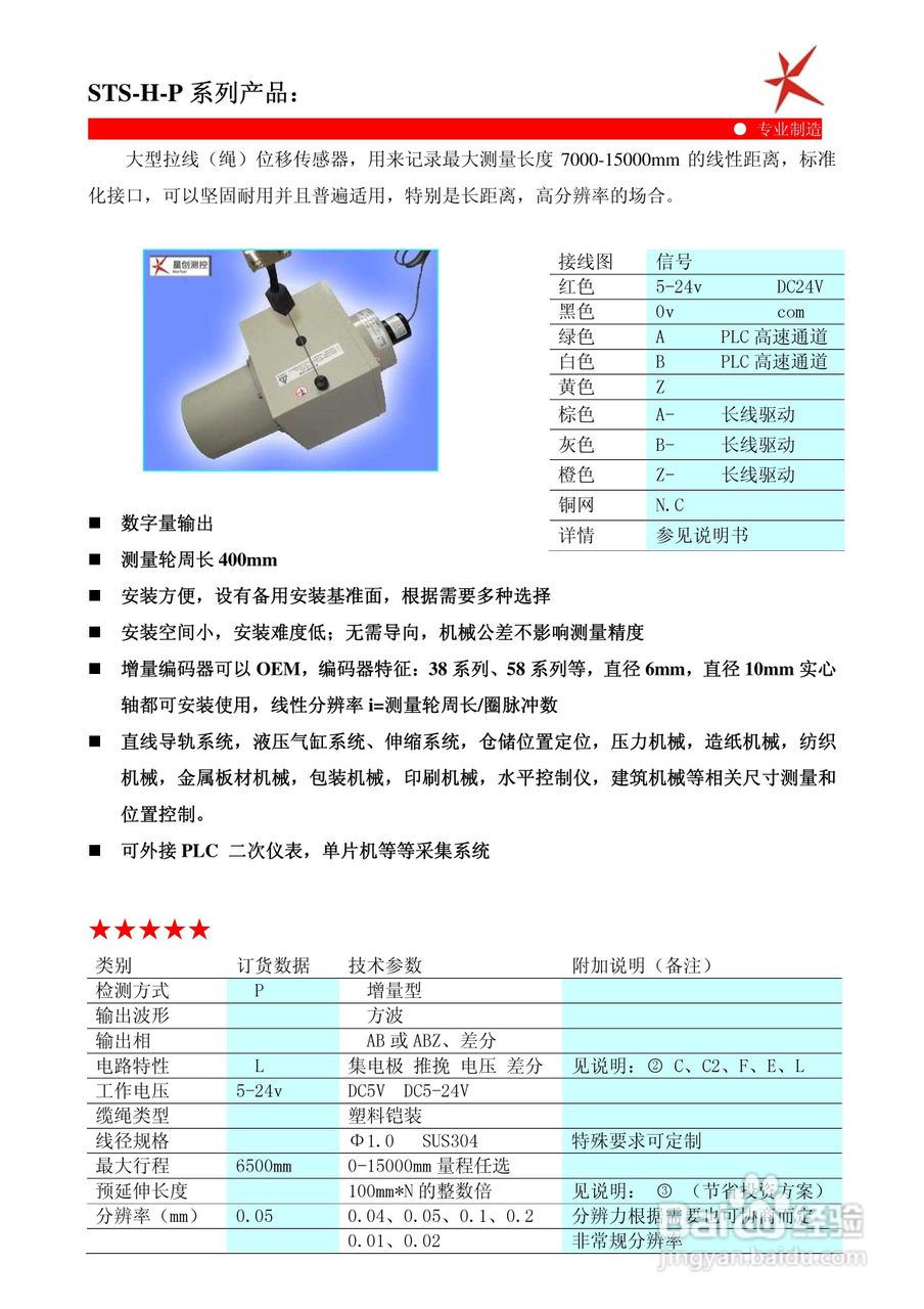 鑫盛星创STS-H-MA/V/R型拉线位移传感器使用说明书:[3]