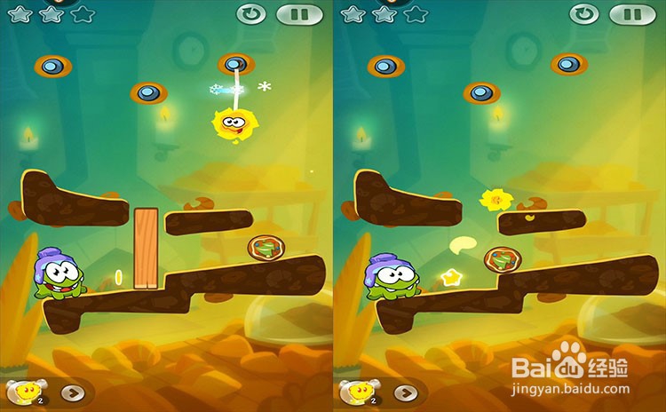 手机游戏割绳子2关卡7-1、关卡7-2三星攻略
