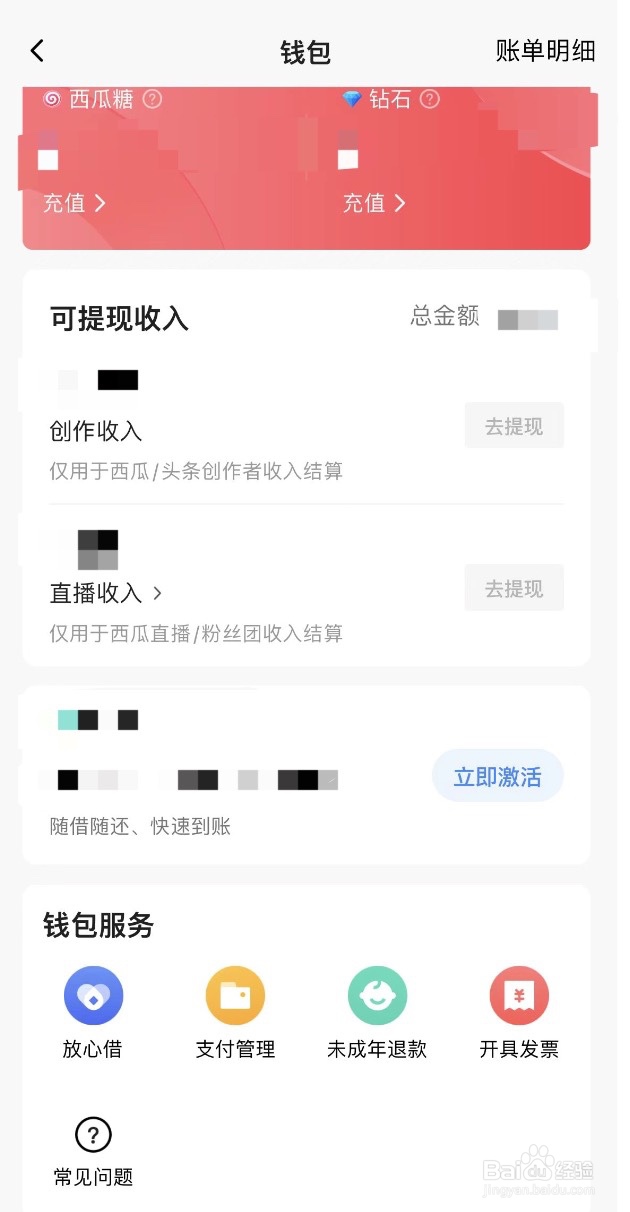 西瓜视频如何查看我的钱包
