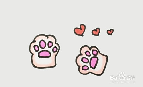 简笔画系列-猫爪画法可爱