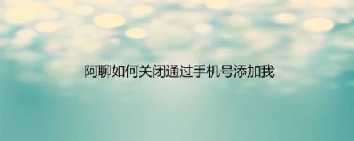 阿聊如何关闭通过手机号添加我