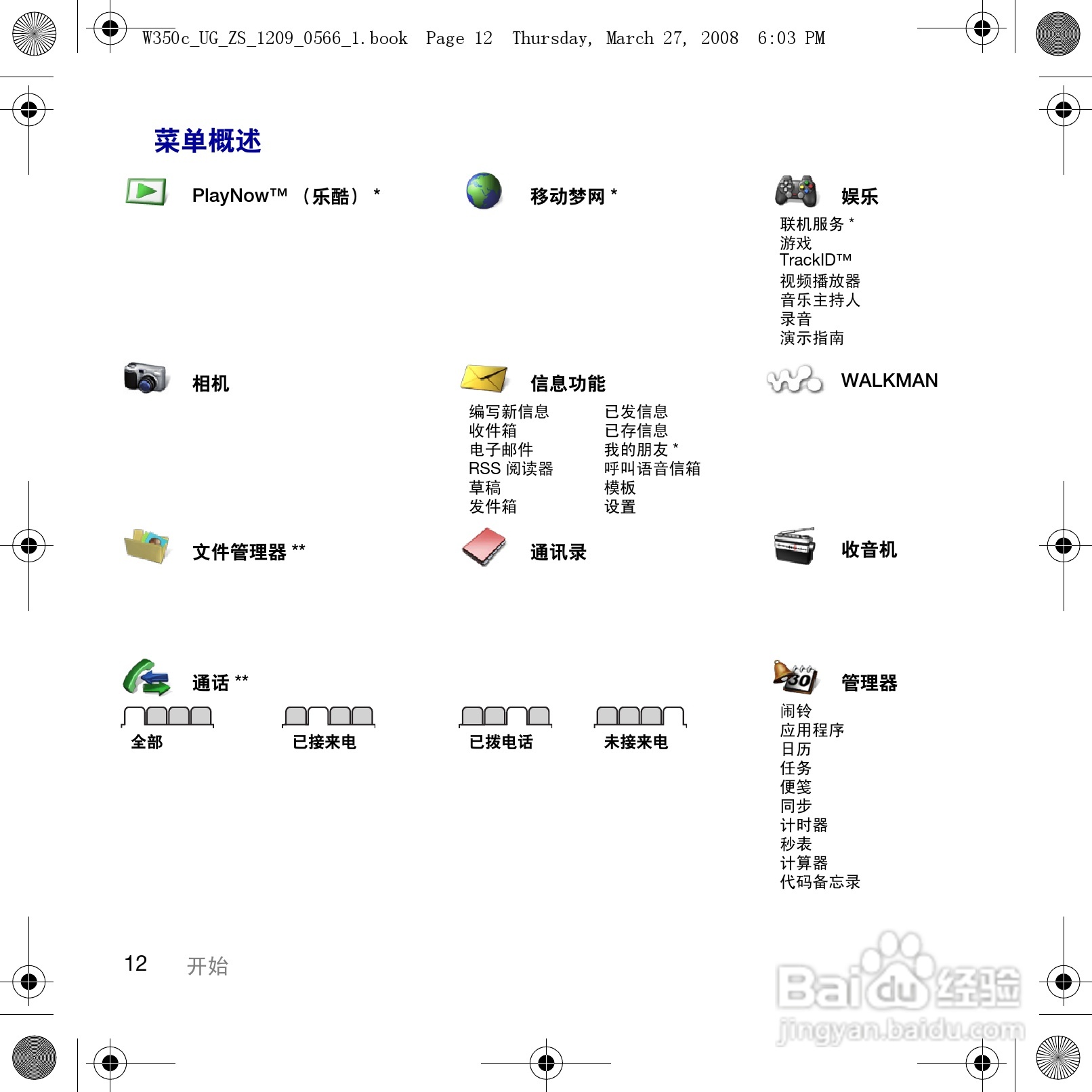索尼爱立信W350c手机使用说明书:[2]