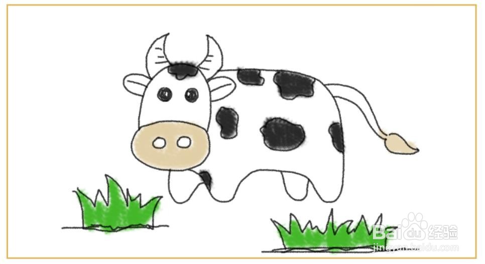 奶牛吃草怎么画