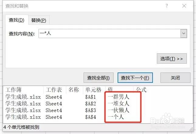 Excel里面如何使用通配符查找目标