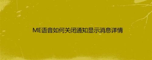 ME语音如何关闭通知显示消息详情