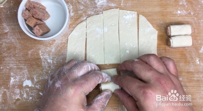 肉酥皮卷制作步骤