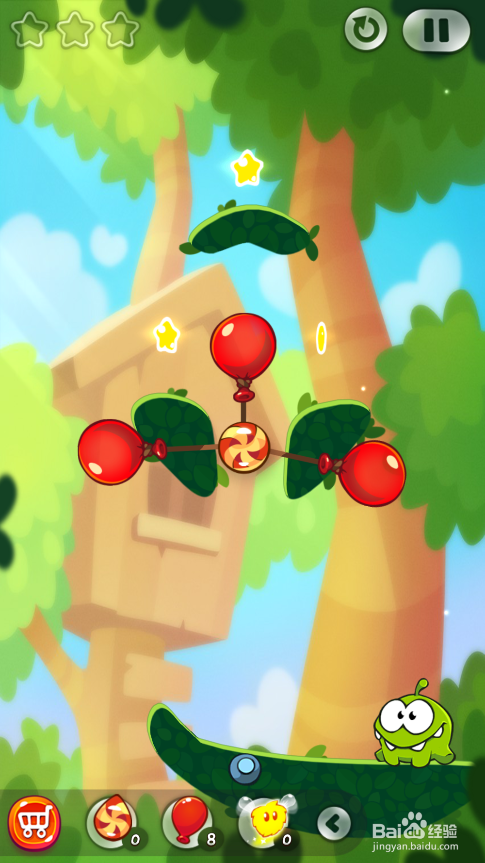 割绳子2：森林第6关三星攻略