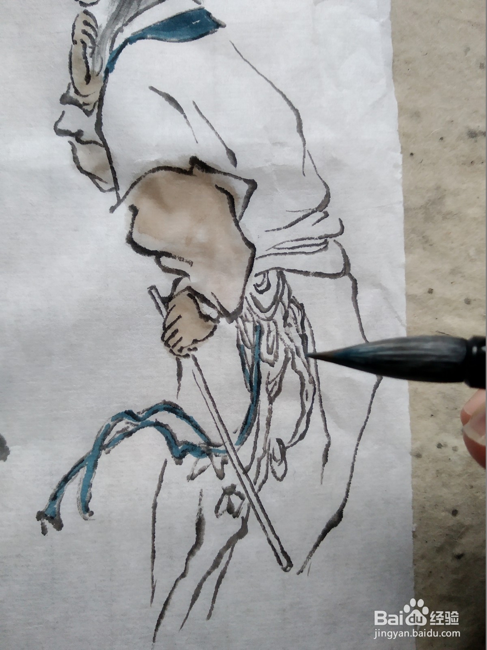 国画如何给白描的人物染颜色