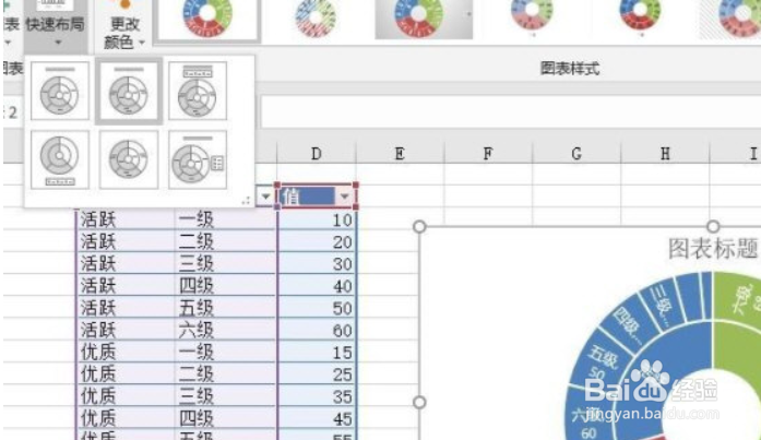 excel2016怎么制作旭日图
