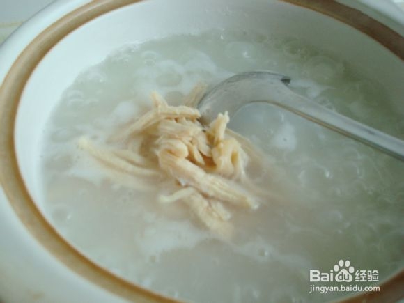 营养早餐粥------栗子鸡丝粥