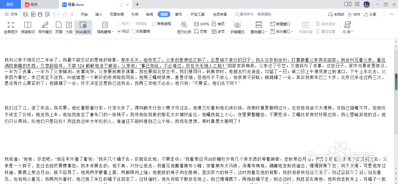 WPS（Word）怎么开启web版式呢