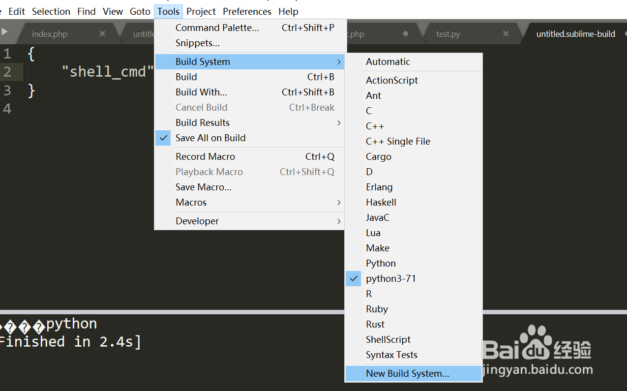 subLimeText3 编译运行时中文乱码问题解决