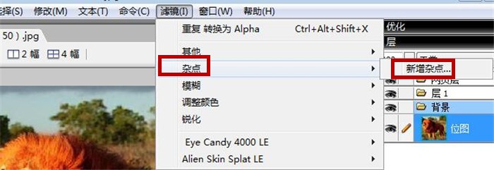 在Fireworks软件中如何对图片新增杂点效果?