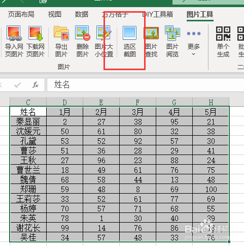 Excel如何快速对选中区域进行截图？