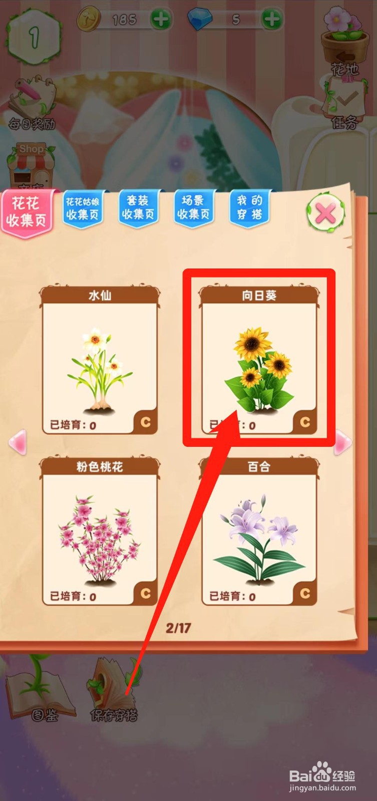 花花姑娘之魔法花园如何查看向日葵稀有度