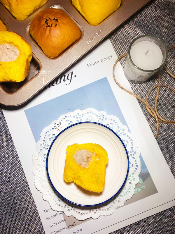 南瓜芋泥小方包