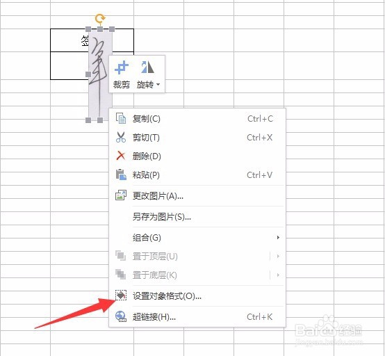 怎样把扫描签名图片衬托在Excel表格中
