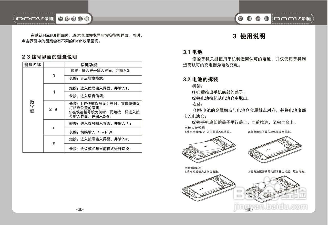 DOOV朵唯WG900型手机产品说明书:[1]
