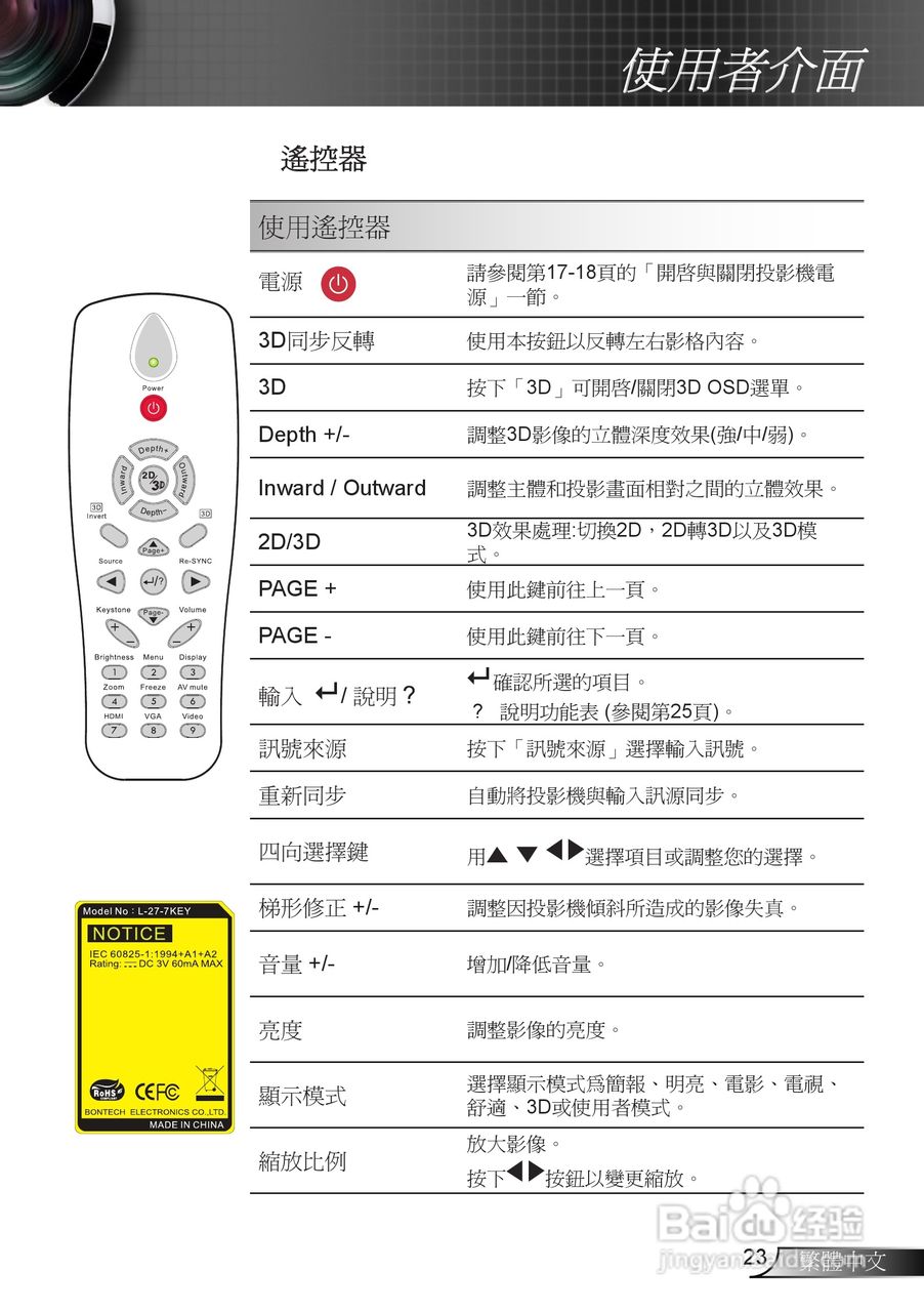 奥图码3DW1投影机使用说明书:[3]