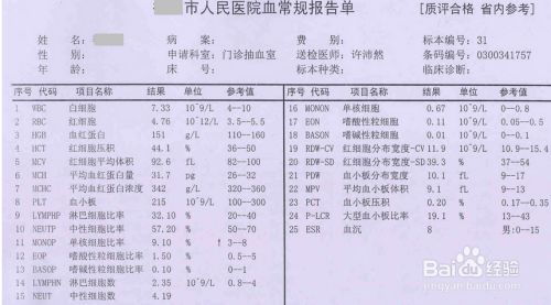 如何自己看懂血常规化验单 百度经验