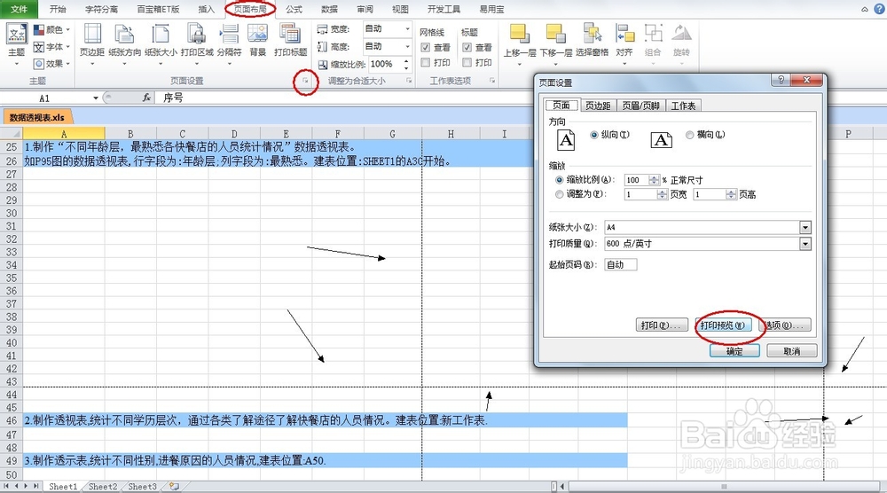 如图插入分页符后出现虚线