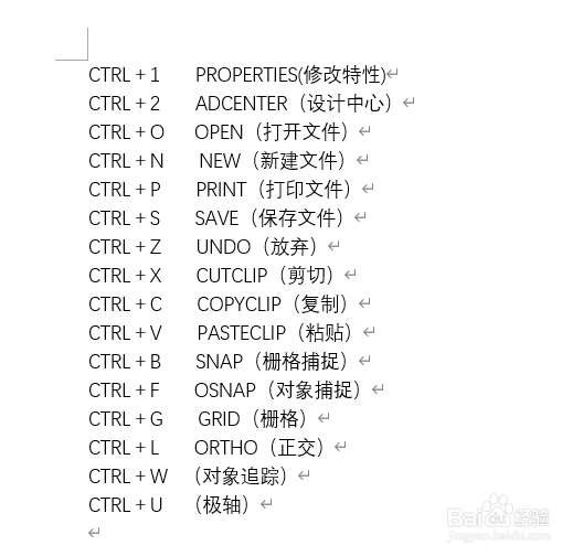 cad的各种快捷键都是什么？