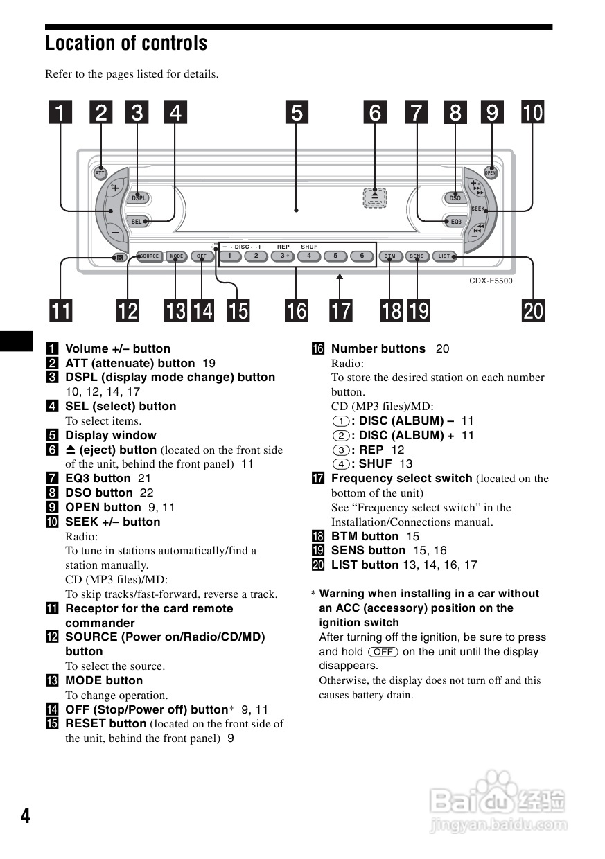 索尼CDX-F5500车载CD使用说明书:[1]