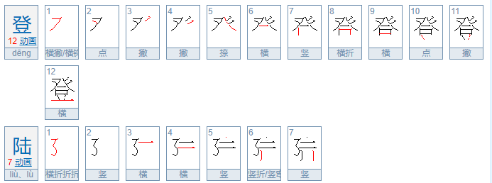 登陆的拼音