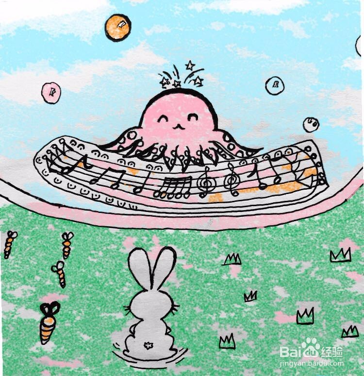 茉莉蜡笔手绘之兔子迷妹