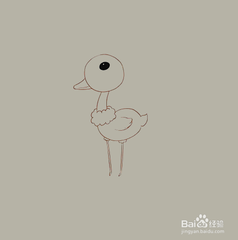 如何画卡通鸵鸟的简笔画