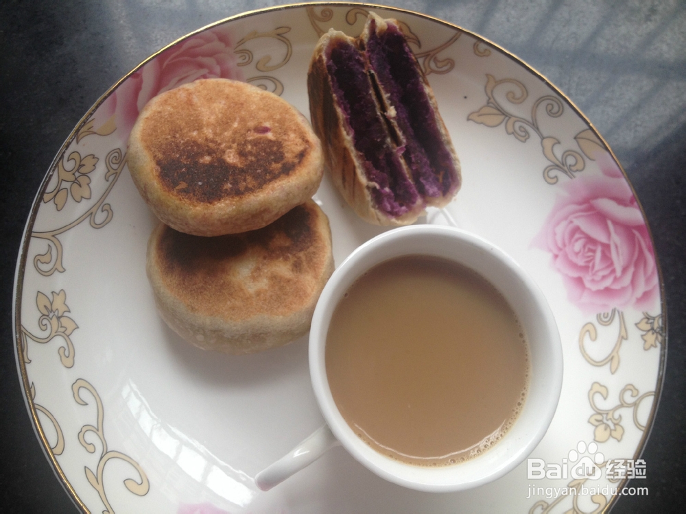 紫薯豆沙月饼---电饼铛版